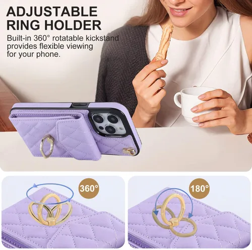 Vista 4 de Asuwish Funda compatible con iPhone 15 Pro Max de 6.7 pulgadas, protector de pantalla, anillo con bloqueo RFID, tarjetero para teléfono celular