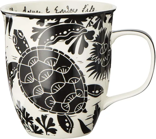 Vista 10 de Karma Gifts - Taza bohemia de 16 onzas, color blanco y negro, diseño de abeja, bonita taza de café y té, tazas de café de cerámica para mujeres