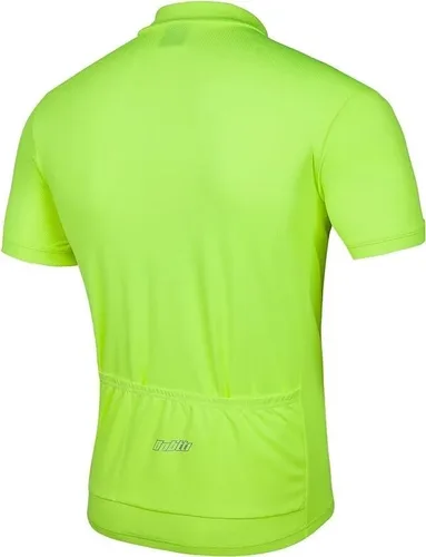 Vista 5 de Camiseta de ciclismo de manga corta para hombre, camiseta de ciclismo MTB con media cremallera frontal y 3 bolsillos posteriores