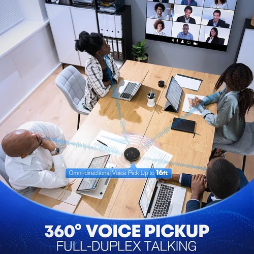 Vista 2 de M4 Altavoz Bluetooth con micrófono de conferencia con reducción de ruido AI Transcripción AI Full-Duplex USB Altavoz con recogida de voz 360°