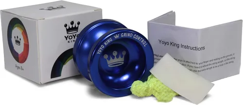 Vista 2 de Grind Control Yoyo profesional de metal que no responde con rodamiento C ancho y cuerda incluida... (azul)