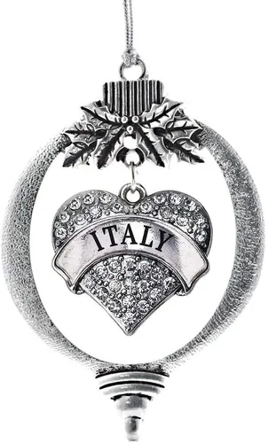 Vista 184 de Inspired Silver Adornos festivos de dije de corazón pave de plata con circonitas cúbicas