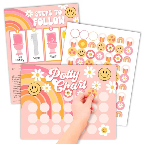 Vista 13 de Hadley Designs Tabla de Entrenamiento para Orinal para Niñas Pequeñas - Tabla de Orinal con 10 Calcomanías para Niñas Pequeñas, Tablas de Boho