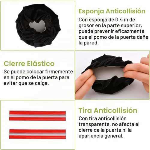 Vista 4 de Fundas para Manijas de Puerta, 2 Piezas Fundas Decorativas Redondas Negras para Perillas de Puerta, Guante Suave para Manija de Puerta