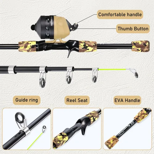 Vista 5 de Sougayilang Kids Fishing Rod and Reel Combo,Light Weight Fishing Pole with Spincast Fishing Reel Tackle Bag Lures for Youth,Girls and Boys Good