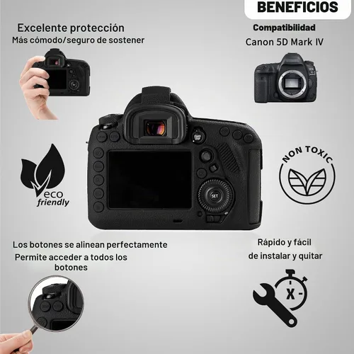 Vista 6 de Funda para cámara Canon 5D Mark IV 5D IV 5D4 - Funda protectora de silicona para DSLR, jaula desmontable, a prueba de golpes, a prueba de polvo Negro