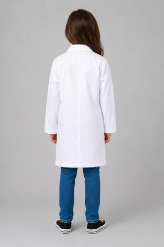 Vista 4 de Abrigo de laboratorio blanco para niños de DR Uniforms