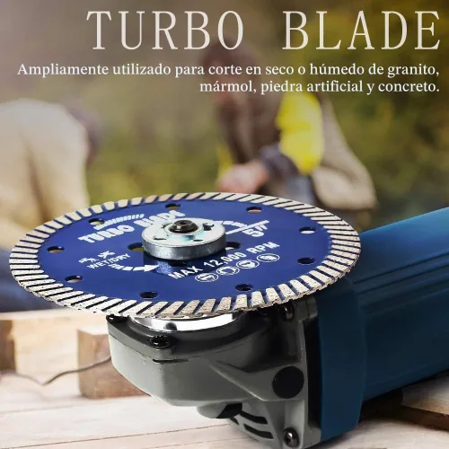 Vista 4 de Hoja de Sierra de Diamante Turbo de 5" para Azulejos, Granito y Mármol (5")