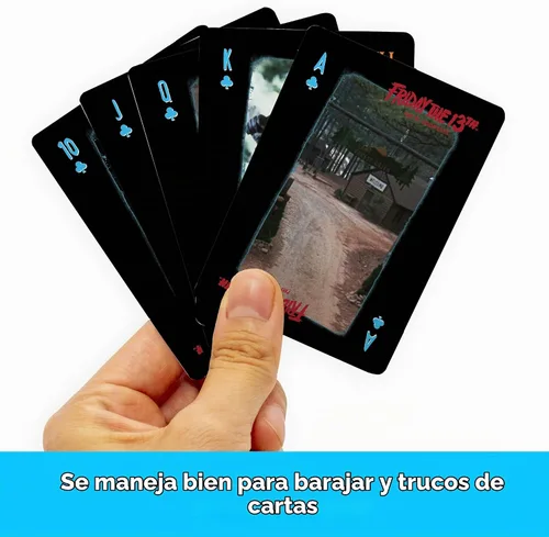 Vista 5 de Aquarius Friday The 13th - Juego de cartas de tamaño estándar, baraja temática con 52 diseños únicos de películas de terror, regalo de mercancía