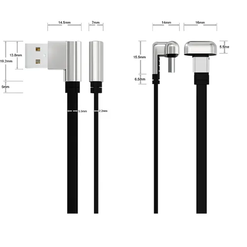 Vista 7 de Cable USB A a C, cable USB tipo C en forma de U de 180 grados de carga rápida y sincronización de datos, cable de carga rápida USB-A a C de 4 pies
