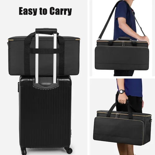 Vista 6 de Trunab Bolsa grande de viaje para archivos de cable de DJ con divisor interior desmontable y compartimento acolchado para laptop de 15.6 pulgadas