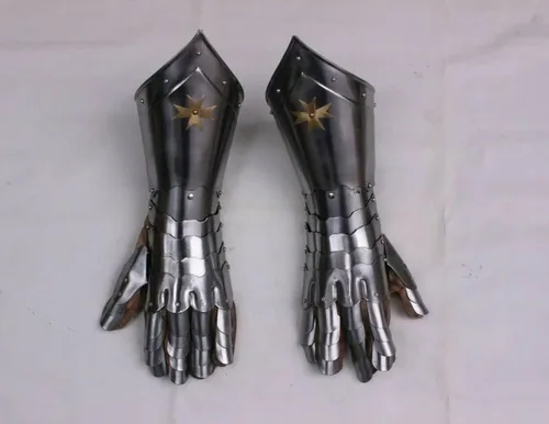 Vista 4 de Title Medieval Knight Gothic Pair Of Gauntlets Gloves Armor Steel IP Cosplay Halloween