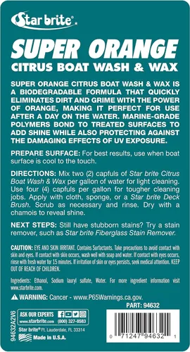 Vista 2 de STAR BRITE Jabón y cera para barcos cítricos súper naranja - Fórmula concentrada prémium para un brillo y protección definitivos