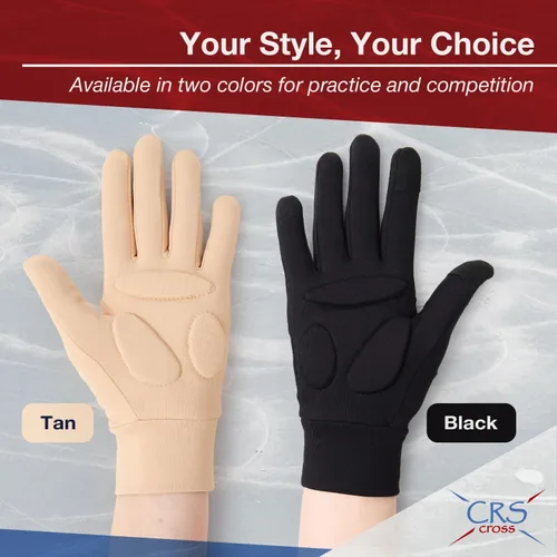 Vista 5 de CRS Cross Guantes acolchados para patinaje sobre hielo. Protección acolchada cálida para patinaje artístico, danza, patinadores y porristas.