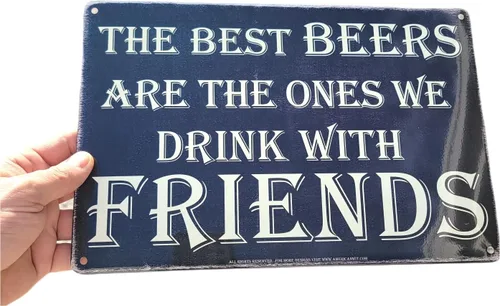 Vista 3 de AMERICAN WIT (The Best BEERS are The Ones We Drink With Friends) - Cartel de metal divertido de 8 x 12 pulgadas para decoración de pared, póster