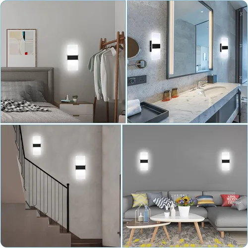 Vista 7 de Lightess Aplique de pared moderno regulable. Lámpara de pared de 12 W en negro, lámpara de pared interior de acrílico para dormitorio, sala