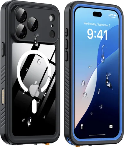 Vista 13 de ANTSHARE Funda impermeable IP68 para iPhone 16, negro/transparente Lente incorporada/protector de pantalla, protección militar contra caídas, funda
