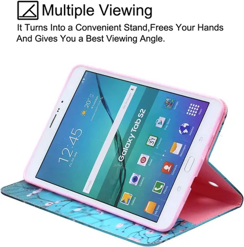 Vista 5 de NewShine - Funda para Galaxy Tab S2 8.0 - Funda de piel sintética con ranuras para tarjetas, soporte para notas para tableta Samsung Galaxy Tab S2