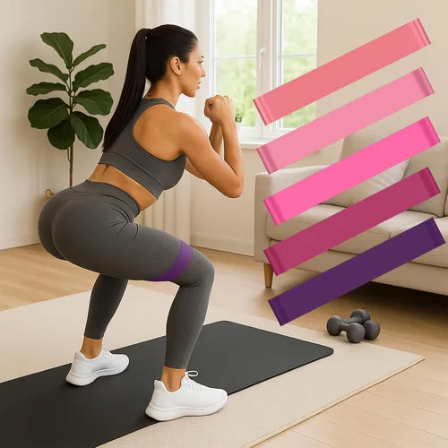Vista 6 de Paquete de 5 bandas de resistencia, bandas de bucle para entrenamiento, bandas de entrenamiento de fitness elásticas para yoga, pilates y fuerza