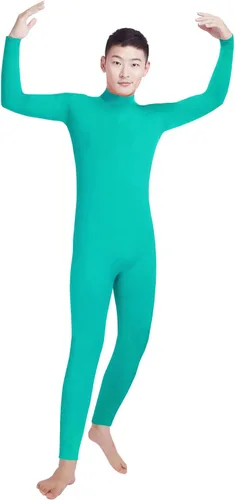 Vista 11 de Shinningstar Zentai Unitard - Body de manga larga con cuello alto y elastano para hombre Verde militar