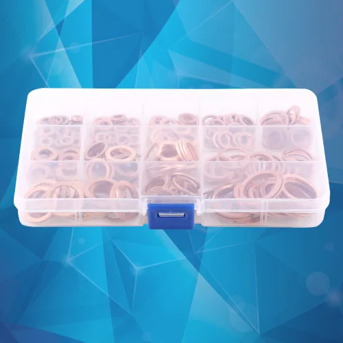 Vista 5 de 280PCS 12 Sizes Copper Flat Washer, Copper Washers Assortment Kit Plain Washers with Box Fitting for Screws Bolts Fasteners