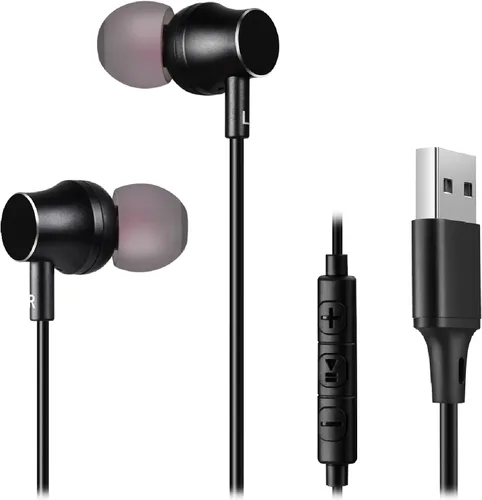 Vista 9 de Auriculares USB con adaptador USB a C, 2 en 1 USB-C + USB-A compatibles con computadoras PC, dispositivos Mac y smartphone, tarjeta de sonido DAC
