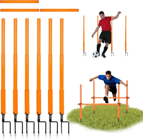 Vista 8 de Hikeen Bastones de fútbol de longitud ajustable, obstáculos de entrenamiento de agilidad y obstáculo de fútbol para adolescentes, entrenamiento