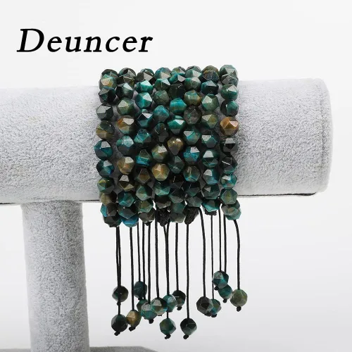 Vista 3 de Pulsera ajustable unisex con cuentas de cristal de ágata natural de 0.315in
