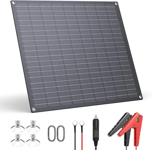 Vista 10 de ZOUPW Cargador de batería solar de 20 W y 12 V, cargador de batería solar con controlador de carga inteligente integrado, impermeable IP68