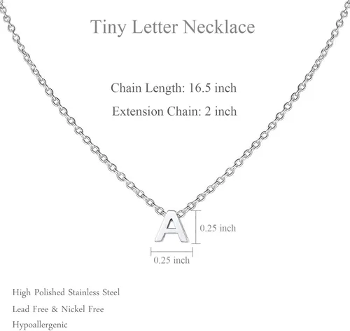 Vista 6 de MOMOL Collar pequeño con inicial para mujer, de acero inoxidable, con letras pequeñas, collar con nombre personalizado para niñas, Metal, no conocido