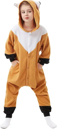 Vista 6 de CANASOUR - Pijama tipo mameluco para niñas y niños, unisex, de anime y de una pieza, para Halloween, Navidad, fiesta de disfraces y Cosplay, talla 4T