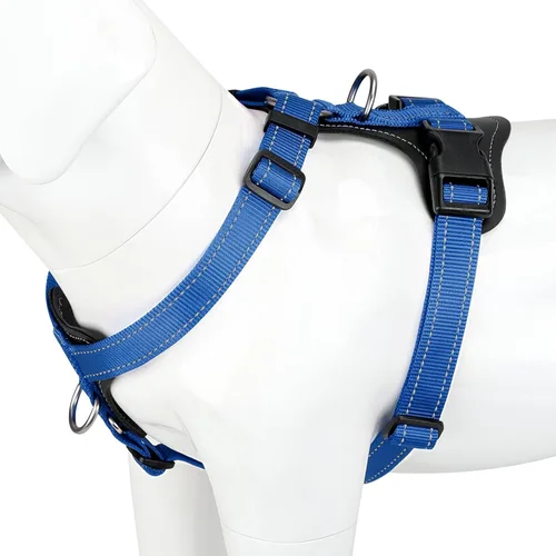 Vista 9 de Plutus Pet Arnés ajustable sin tirones para perro con detalles de cuero, chaleco de nailon reflectante resistente para entrenamiento, senderismo