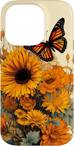 Vista 17 de Vintage Sunflower and Monarch Butterfly Case for iPhone 17