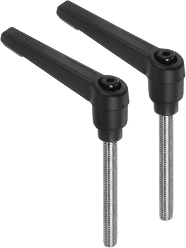 Vista 17 de uxcell 2 manijas de palanca de sujeción, M5 x 0.787 in, perno macho roscado de acero inoxidable 304, asas ajustables de bloqueo de trinquete