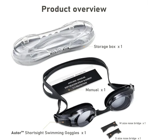 Vista 8 de AUTOR Gafas de natación de visión corta, gafas de natación, gafas de natación de corta visión para hombres, mujeres, adultos y jóvenes