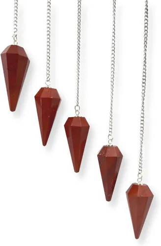 Vista 4 de GEMSCITE Lote de 5 piezas de péndulos de piedras preciosas de amatista a la moda, potente meditación psíquica, regalo de éxito psíquico, FengShui