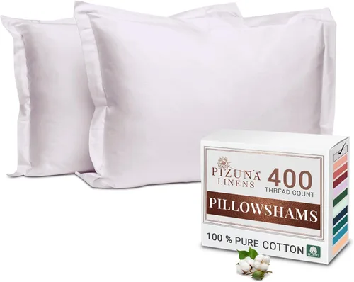 Vista 58 de Juego de 2 fundas de almohada de 100 % algodón puro, tamaño King, color plateado, lujosas fundas de almohada de algodón de fibra larga de 400 hilos