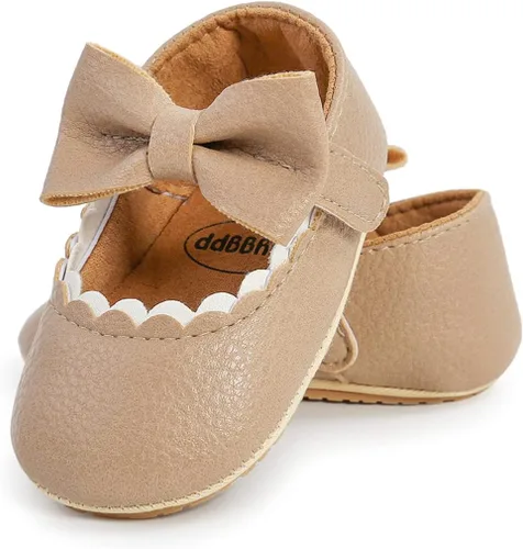 Vista 4 de LAFEGEN Zapatos planos Mary Jane para bebés y niñas con Bownot, suela suave, suela suave, piel sintética, recién nacidos, para primeros pasos