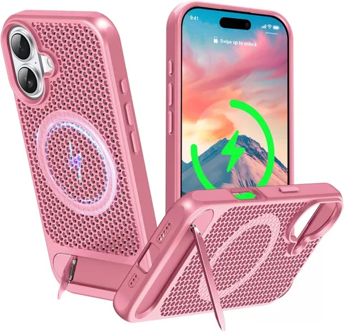 Vista 53 de Funda magnética de disipación de calor para iPhone 13 Pro Max, para MagSafe, protección contra caídas Coolingf, funda con función atril ajustable