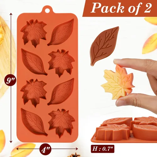 Vista 5 de Webake Molde de silicona con 2 formas diferentes, moldes de hoja de arce de 8 cavidades para chocolate, cubitos de hielo, jabón, cupcake, perfecto