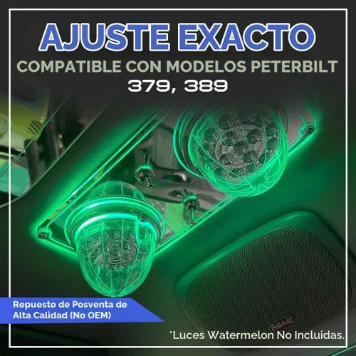 Vista 5 de Placa de luces de cúpula Peterbilt de la Florida (ámbar) Placa de luz de espejo Peterbilt con interruptores/interruptores Iluminación