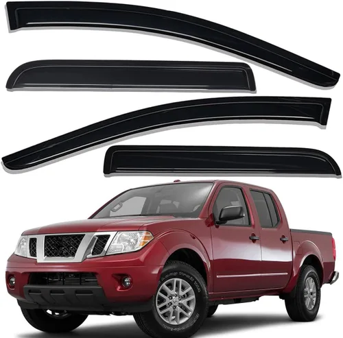 Vista 9 de Lightronic Visera de ventana de ventilación automática con clip extra duradera en el canal, se adapta a Nissan Frontier Crew Cab 2005-2020