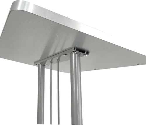 Vista 8 de FixtureDisplays® Atril, púlpito, podio para piso, diseño de cruz, acero y MDF - plata 119759