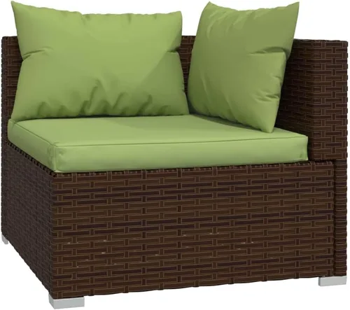 Vista 2 de SKM Sofá de 3 plazas con cojines marrón Poly Rattan (Peso-119.0 lbs)-7555