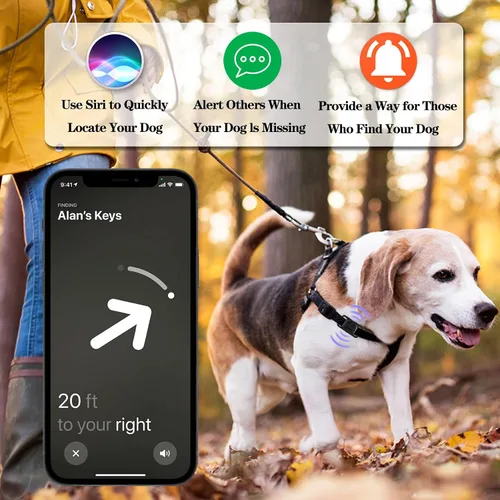 Vista 5 de Paquete de 2 soportes impermeables para collar de perro AirTag compatibles con Apple AirTag, soporte de silicona oculto para Airtag Tracker negro