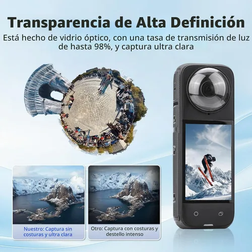 Vista 5 de Protector de lente X4 Premium para Insta360 X4, protector de lente de vidrio templado de alta transparencia para cámara Insta 360 X4, accesorios