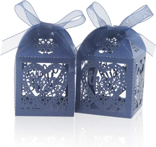 Vista 8 de COTOPHER Cajas cortadas con láser, 60 cajas de regalo de agradecimiento, cajas de regalo de boda, cajas de dulces de encaje para bodas, despedidas