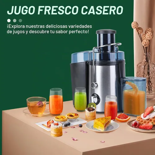 Vista 4 de Máquina exprimidora, extractor de exprimidor centrífugo de 1000 W con boca ancha de 2.6 pulgadas para frutas y verduras enteras, exprimidor