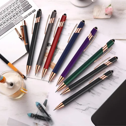 Vista 6 de Bolígrafos personalizados con lápiz capacitivo, bolígrafos con nombre impresos personalizados con tinta negra, impresos con tu logotipo o mensaje
