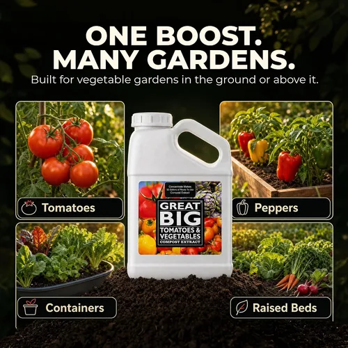 Vista 7 de Great Big Tomatoes and Vegetables - Fertilizante líquido Booster – Acondicionador orgánico de suelo, extracto de compost líquido con ácido húmico